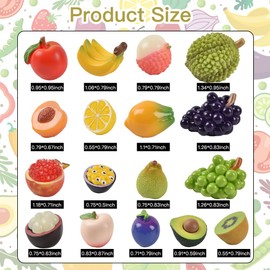 Redvigh Mini Mixed Fruits 17Pcs, Artificial Fruit Miniature Resin Fruits Figurines Mini Fruit Models for Mini Kitchen Scene House Store Display Decoration