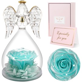 Sunia Gifts for Mum, Eternal Rose Angel Figure, Birthday Gift for Women, Mother, Grandma, Eternal Flower in Angel Glass Dome, Mother's Day Gifts for Mum, Gifts for Mother's Day, Guardian Angel