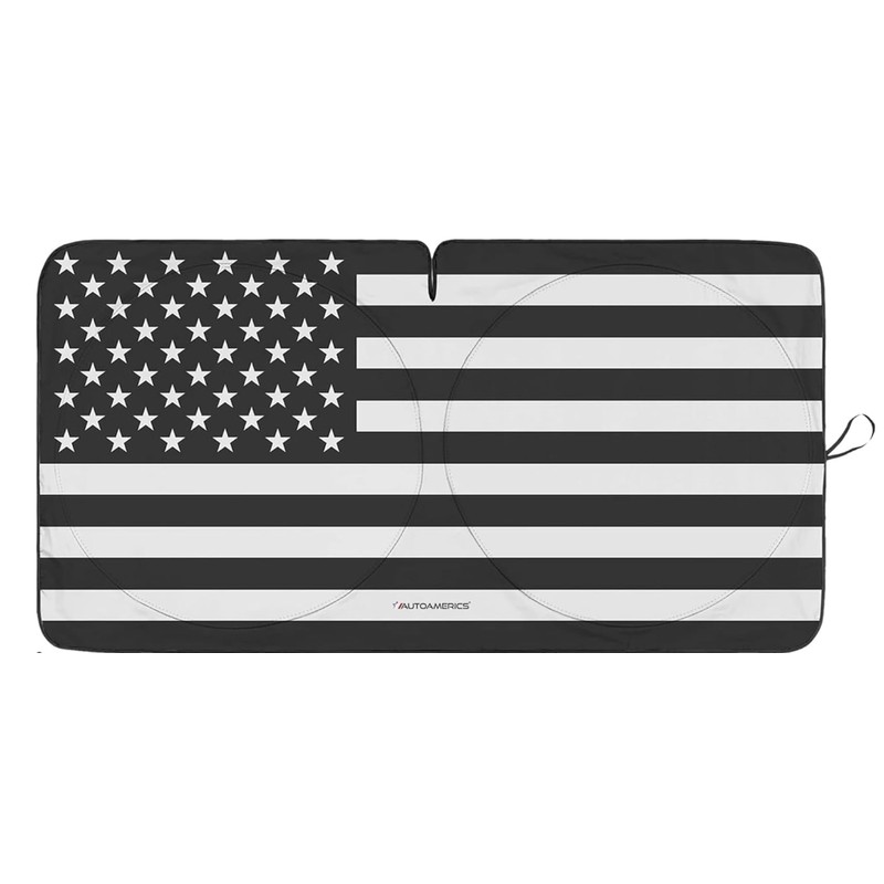 Autoamerics Jeep Wrangler B&W 1-Piece Windshield Sun Shade Foldable Car