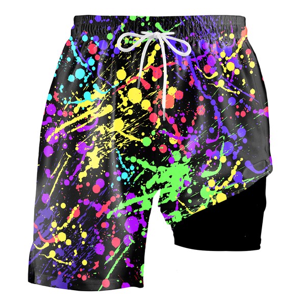 Neon Men's Swim Trunks with Compression Liner Mens 2 in