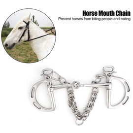 Stainless Steel kimberwicke Bit Solid Jointed Mouth Horse Chewing Mouth Roller Horse Snaffle Bit Double Jointed Mouth Horse Pelham Bit with Hooks and Chain(125mm/4.9inch)