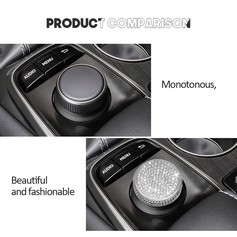 CUCHIYUN Bling Center Console Multimedia Knob Button Covers Parts Car
