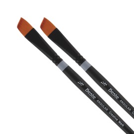 Creative Mark Beste Golden Taklon Angular Curve #6x0-2 Pack Artist Brush, Professional Watercolor Brushes, for Acrylic Painting, Short Handle, Sharp Edges, Hand-Tied & Shaped