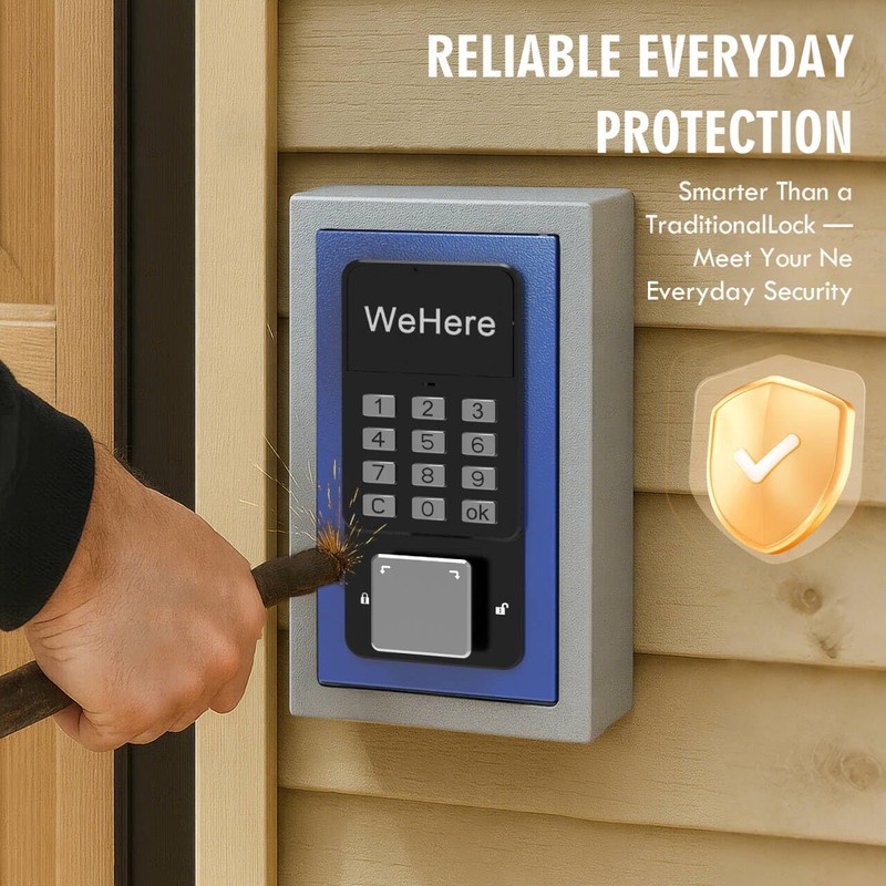 WeHere Key Lock Box Wall Mount, OTP/Fixed Password, APP Bluetooth/Wi-Fi,