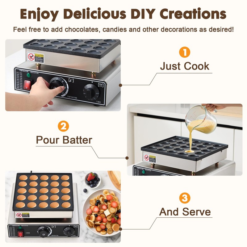YODHOSA Commercial Mini Dutch Pancake Maker,25PCS Dorayaki Maker,Non-stick Dutch Poffertjes