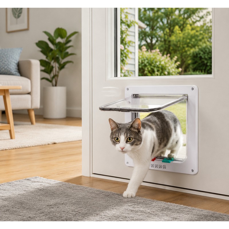 4-Way Locking Pet Door for Cats & Dogs – Secure