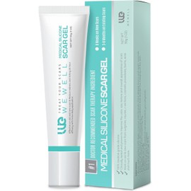 Wewell Crema para cicatrices para la eliminación de queloides: Gel de silicona profesional para queloides, cicatrices de acné, estrías, marcas de cesárea y quemaduras – Cuidado de cicatrices antiguas