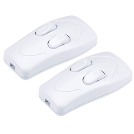 sourcing map Inline Cord Switch AC 250V 1A Duplex On-Off Feed-Through Rocker Switch for Bedroom Table Lamp Desk Light, White (Pack of 2)