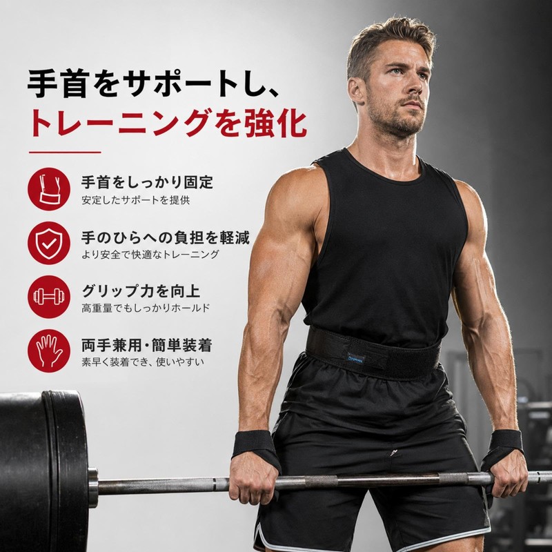 リフティングストラップ 握力補助ベルト 滑り止めシリコングリップ ネオプレーンパッド付き 手首保護 デッドリフト 懸垂 ローイング パワーリフティング 筋トレ