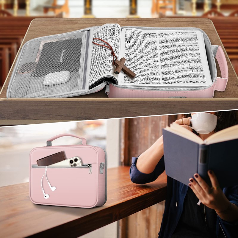 FINPAC Large Bible Cover w/Shoulder Strap, Carrying Book Case Church