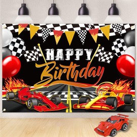 Racing Car Birthday Backdrop Race Car Birthday Party Decorations Racing Party Supplies Race Car Happy Birthday Background Banner Photo Props for Boys Birthday Two Fast Birthday Supplies, 1.8x1.2 m