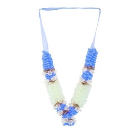 Set of 2 Mala Artificial Flowers Mala Ribbon Garland for Idol-Mala with Beads for God Statues Accessories Pooja Sringar Articles Ornament for Indian Traditional Ganesha Festival Decor(Size:-6")(Blue)