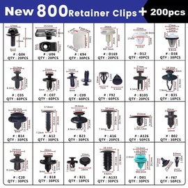 ikaufen 1000Pcs Car Retainer Clips Auto Fasteners Push Trim Clips Pin Rivet Bumper Kit