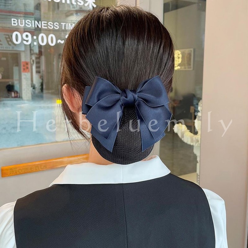 Herbeluemily Chignon Net, Ribbon, Hair Net, Bun Cover, Fine Mesh