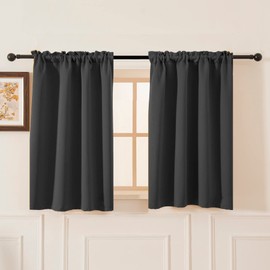 Pickluc Blackout Curtains 45 Inches Long 2 Panels, Room Darkening Tiers with Rod Pocket, Short Black Out Curtain for Small Window, 42" Wide and 45" Length, Set of Two, Grey.