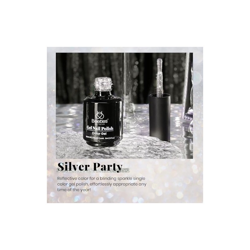 Beetles Diamond Gel Polish Color 15ml Silver Glitter Soak Off