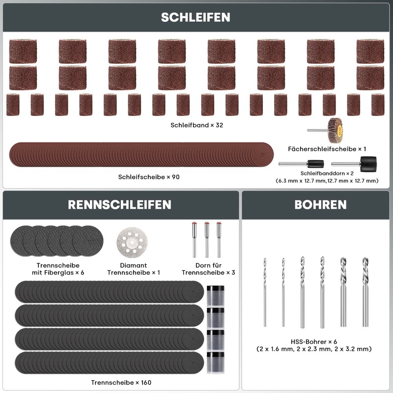 Enventor Multifunctional Tool Accessory Set, 361-Piece Universal Rotary Tool Set