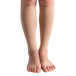 bounfend® Calf Compression Sleeves Socks for Men & Women (20-30mmHg) Leg Plus Size, Medical Grade for Varicose Veins, Swelling, Shin Splint, Edema, Nurses & Maternity, Running, Beige XXXL