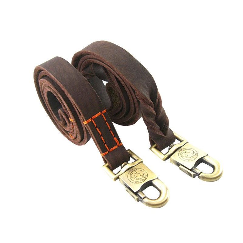 Gullor Classical Braided Decoration Durable Leather Dog Leash - Braided