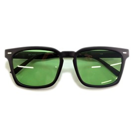 MERRY PLEASURE Sunglasses, Polarized Dimming, Ultra Lightweight, Men's, Women's, UV Protection, Date Glasses, Wellington, Square, Colored, Light Color, Color Lens, MAT.BLACK×Lt.GREEN