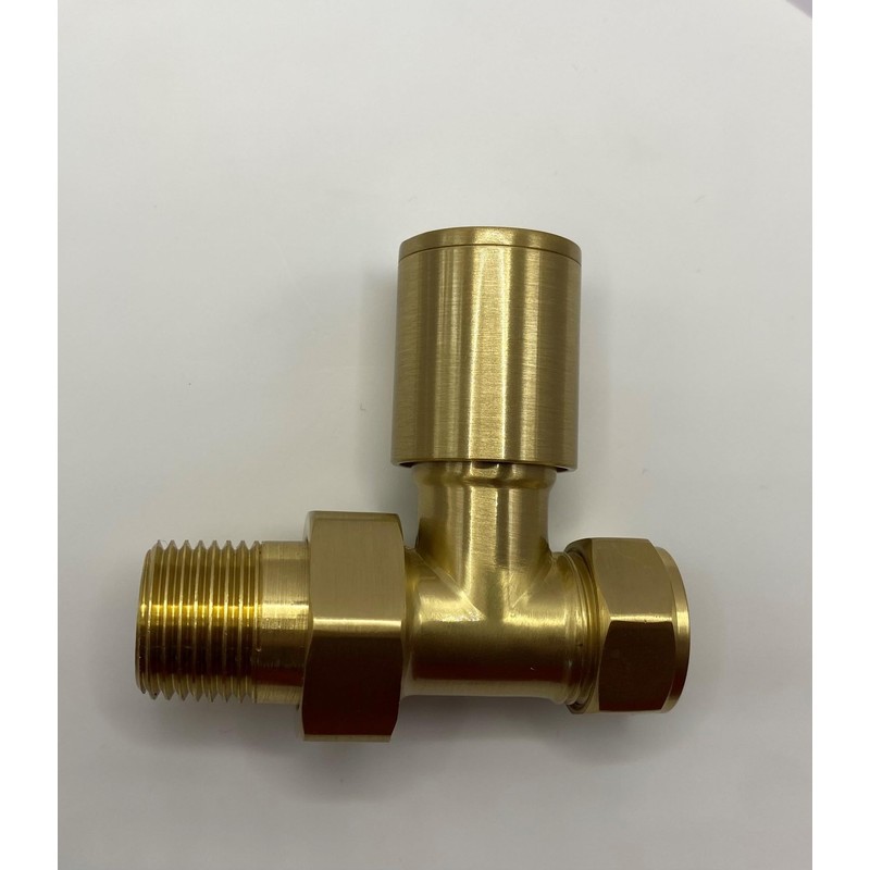 Greened House Alton Brushed Brass/Gold Straight Towel Rail Valves 1/2"