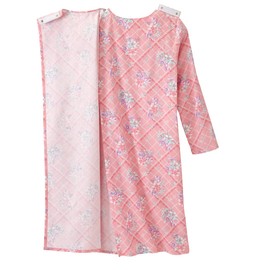 Silverts Hospital Gowns for Women Open Back, Night Gowns for Elderly Women, Adaptive Clothing for Seniors, Hospice Care Supplies, Hospital Robe, Old Lady Dress - Plaid Posies MED
