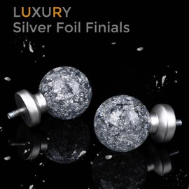 2 Pack Silver Curtain Rods for Windows 48 to 84 Inch, 1'' Heavy Duty Adjustable Drapery Rod with Unique Crystal Ball Finials, Modern Decorative Curtain Rod,Size; 30-88''