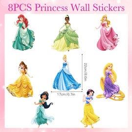 Wirhaut Princess Wall Stickers, Fairy Princess Wall Decals Beautiful Princess Decals Cartoon Wall Stickers Removable for Girls Kids Nursery Bedroom Living Room Decoration