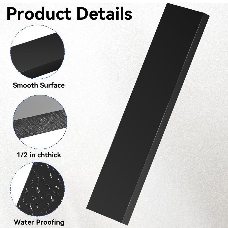HDPE Plastic Block 1/2in Black Plastic Block 12x3In Perfect for