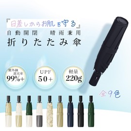 Parasol, Lightweight, Auto Open/Close, Sun or Rain, Folding, One-Touch, Full Light Blocking, Umbrella, Ultra Lightweight, Compact, 7.8 oz (220 g), 6 Ribs, UV Protection, Men's, Women's, Off White x