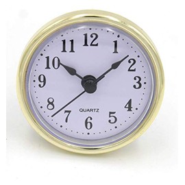 SJT ENTERPRISES, INC. 1-Pack 2.5" Craft White Clock Insert with Gold Plastic Rim, Quartz Movement, Battery NOT Included (SJT00019)