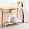 Nnewvante Bamboo Console Table Behind Couch, Entryway Table with Shelves,
