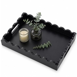 Hanobe Decorative Tray with Scalloped Edge for Coffee Table, Entryway Decor