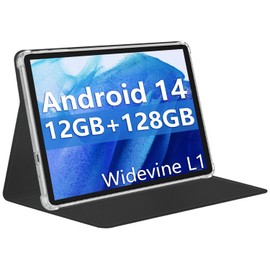 WXUNJA Android 14 Tablet 11 Inch Tablets, Octa Core Unisoc T606 Android Tablet, 12GB RAM + 128GB ROM, Widevine L1, 8000mAh Battery, WiFi/GPS Tablet PC - Black