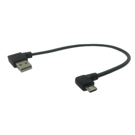 CERRXIAN 9Inch Micro USB Cable Combo Left & Right Angle Micro USB 5 Pin Male to USB 2.0 Type A Left Angle Male Data Sync and Charge Cable (Black)(2-Pack) L