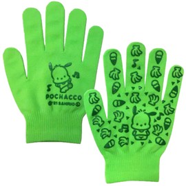 Sanrio Gloves for Women and Children, Anti-Slip, Cute, Character, Made in Japan, For Work, Stretchy, Fit, Pochacco, Green
