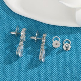 Earring Backs for Droopy Ears, AKRUWELRY Flower Bullet Locking Earring Lifter Backs Replacement for Heavy Earrings Large Earring Backing for Studs Secure Earring Backers for Earlobe White Gold 4PCS