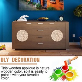 KSJEHW 4 Pieces Unpainted Exquisite Wood Carvings European Carvings with Flower Pattern for Furniture Doors Cabinet Doors (4.5 cm)