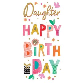 Regal Publishing Daughter Money Gift Wallet, Floral Birthday Design with Gold Glitter Text, 9 x 18.5 cm