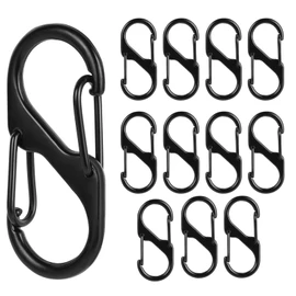 Flintronic S Carabiner, Pack of 12 Metal Double Carabiners, Mini Carabiner Hook, S Shaped Double Carabiner Keyrings, Double Carabiner for Outdoor Activities, Hiking, Travel, Camping