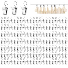 Pack of 150 Curtain Clips, Metal, Curtain Clips, Small Shower Curtain Hooks Clips, Curtains Clips with S Hooks, Multifunctional Hook Clip for Curtains, Photos, Shower Curtain, Hanging Home Decoration