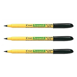 Pilot Permawash Textile Marker Pens 1 mm Line Black Pack of 3