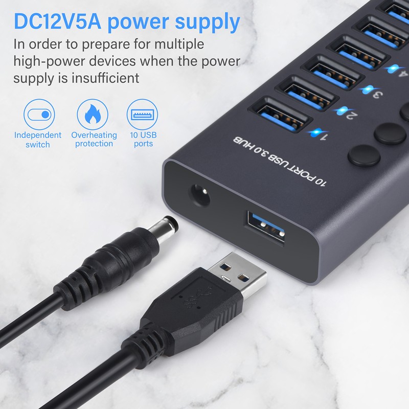 985A 10-Port USB 3.0 Hub USB Splitter Hub USB Docking