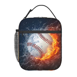 Hulnulnu Baseball Ball Cool Insulated Lunch Bag Reusable Insulated Lunch Box Portable Meal Tote Bag for Work School Travel Picnic