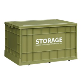 Roqao 58L Collapsible Stackable Storage Bins with Lids and Handles, Durable Folding Containers for Home & Camping, Stackable Utility Crates for Books, Food, Drinks, Green