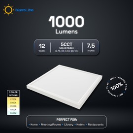 KastLite 5CCT LED Dimmable Ceiling Light with Junction Box | Ultra Slim Surface Downlight | 2700K-5000K Selectable | 1000 Lumens | 12W, 75-Watt Equivalent | Energy Star, Wet Rated | 1 Pack