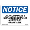 OSHA Notice Sign - Only Component and Inspection Equipment Allowed