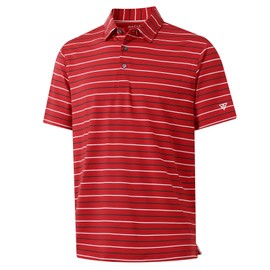 M MAELREG Mens Polo Shirts Short Sleeve Quick Dry Fit Striped Performance Lightweight Active Mens Golf Polo Shirts