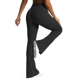 Aoxjox Flare Leggings for Women Trinity Tummy Control High Waisted Wide Leg Yoga Pants 31" (Black, Large)