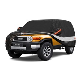 Holthly 10 Layers SUV Car Cover Custom Fit for Toyota FJ Cruiser (2006-2017), Waterproof All Weather for Automobiles, Outdoor Full Cover Sun Dust Rain Protection with Cotton. Black